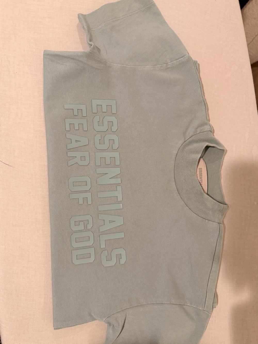 Essentials Kids Light Sage Green Raised Logo Shirt